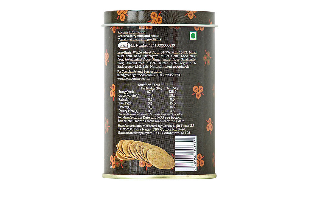 Mission Buttermilk & Millet Crackers Cracked Black Pepper   Tin  100 grams